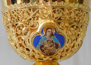 Solid silver gilt antique French Gothic Chalice.